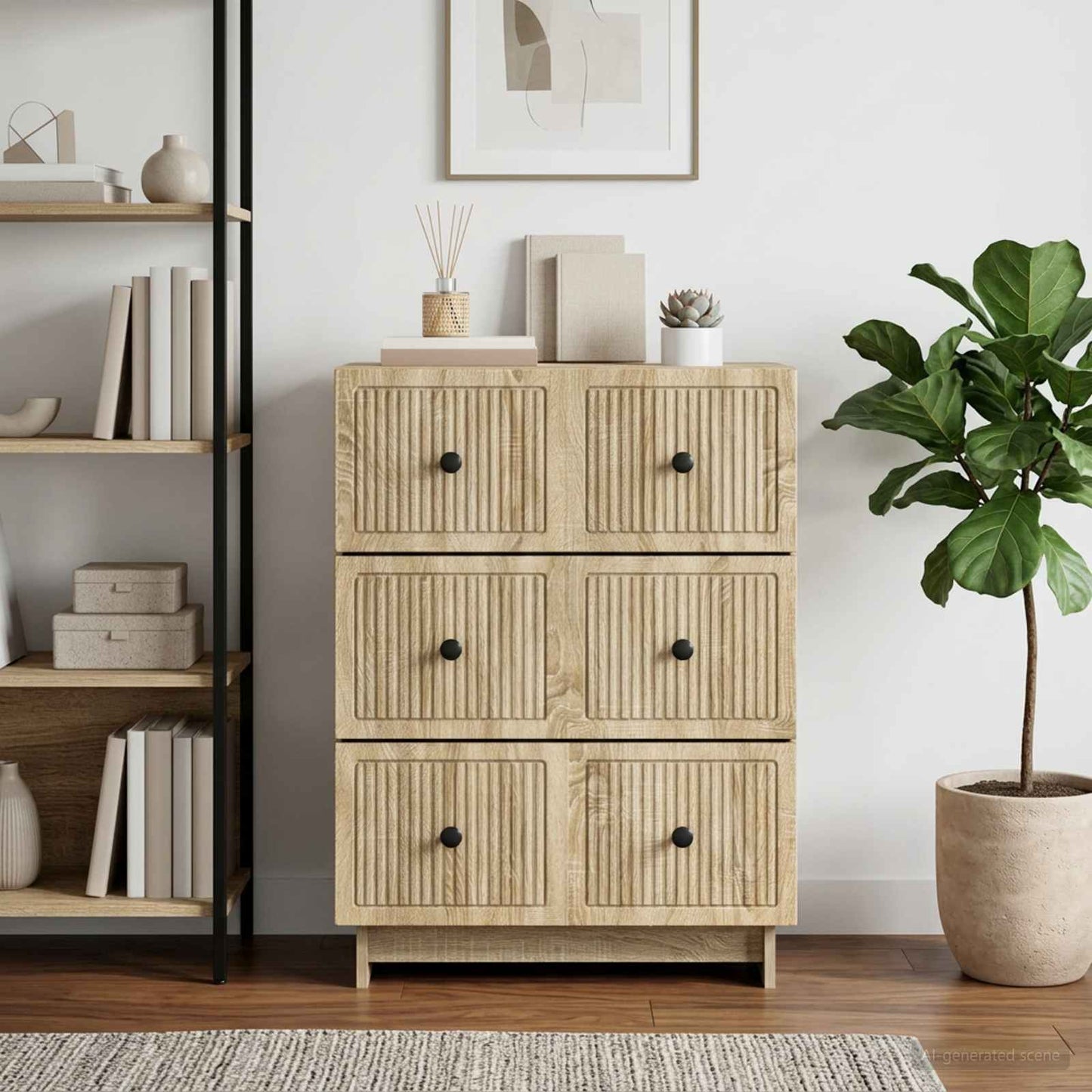 Drawer Cabinet 66 x 34.5 x 90 cm Engineered Wood Sonoma Oak