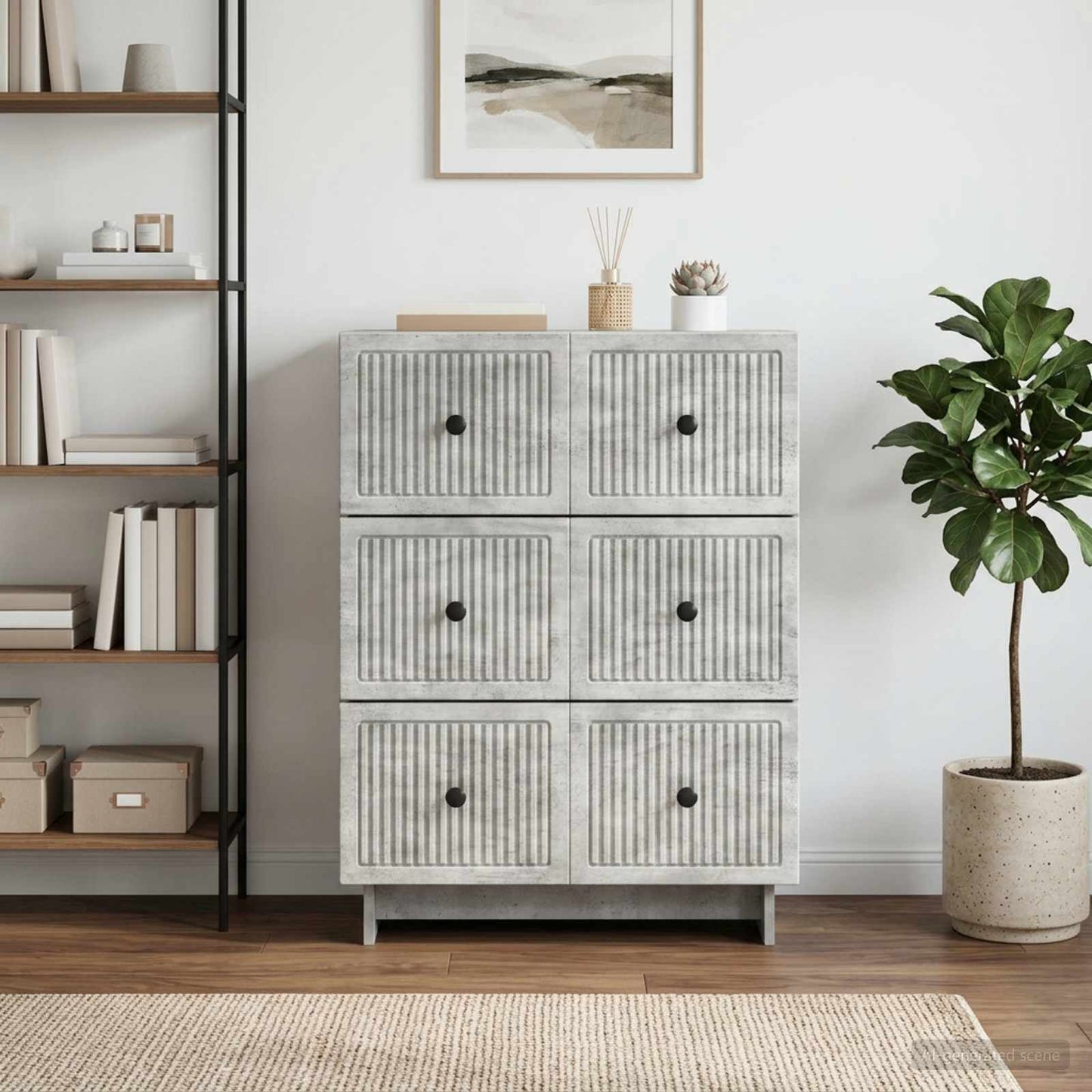 Drawer Cabinet 66 x 34.5 x 90 cm Engineered Wood Concrete Grey
