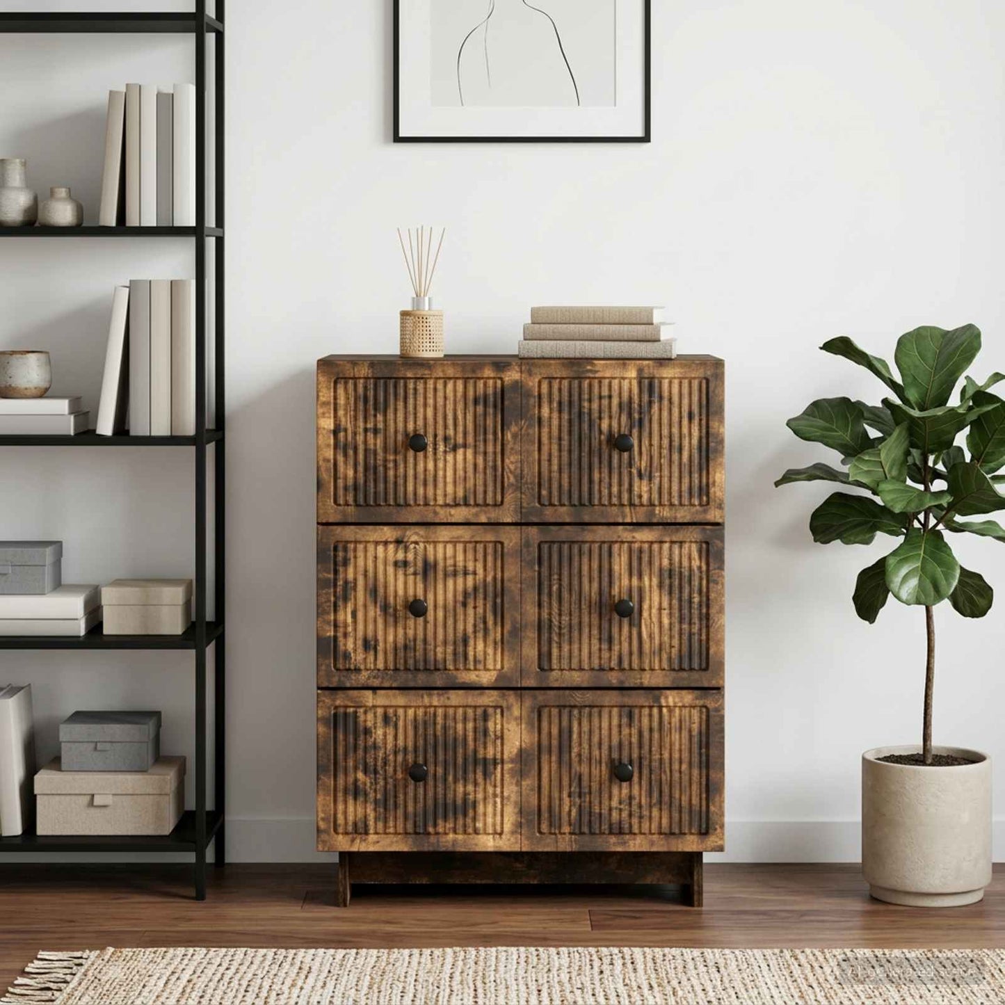Drawer Cabinet 66 x 34.5 x 90 cm Engineered Wood Smoked Oak
