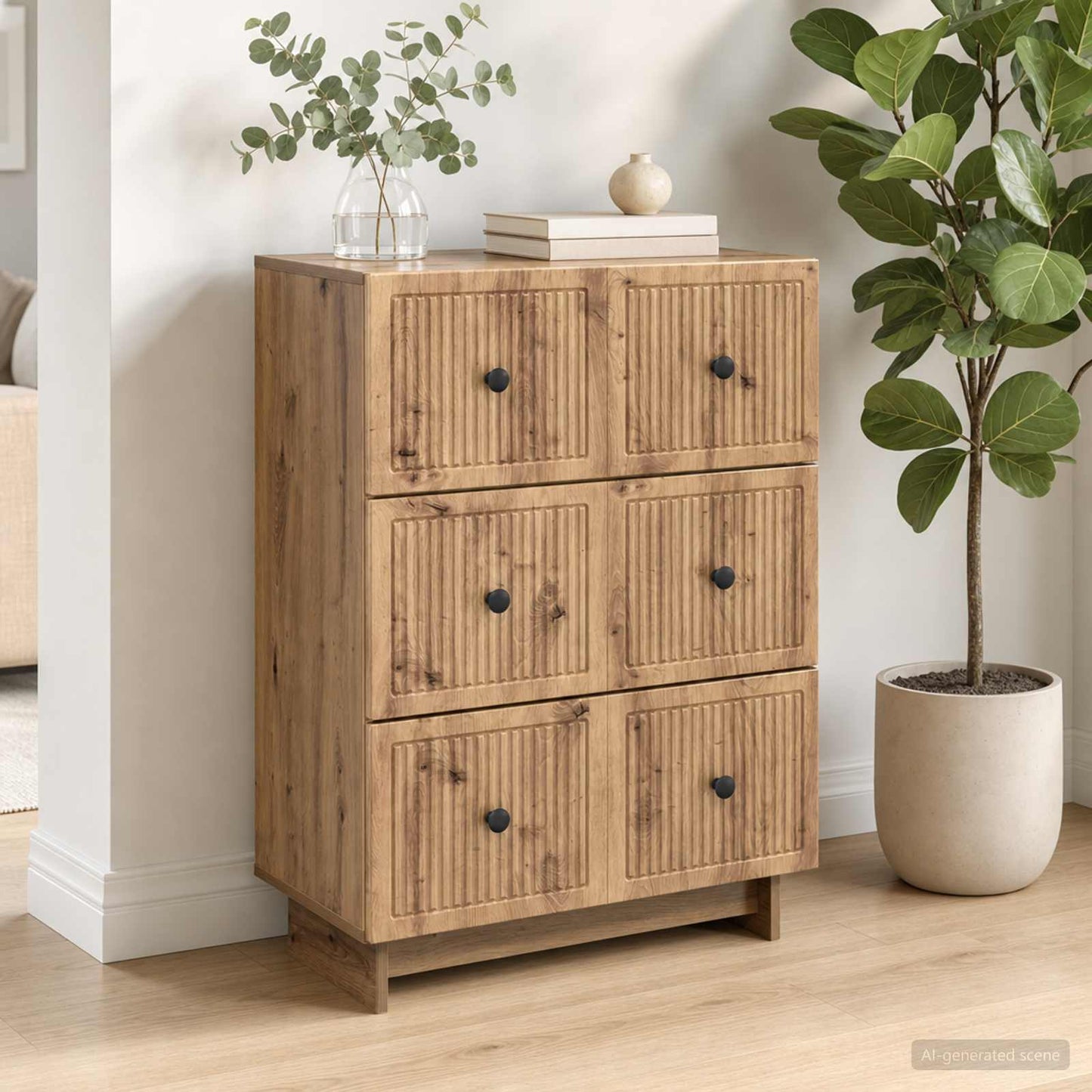 Drawer Cabinet 66 x 34.5 x 90 cm Engineered Wood Artisan Oak