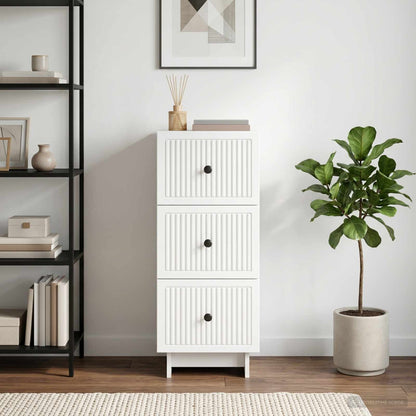 Drawer Cabinet White 33 x 34.5 x 90 cm Engineered Wood