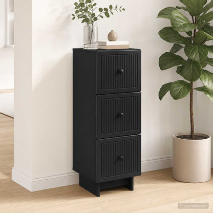 Drawer Cabinet Black 33 x 34.5 x 90 cm Engineered Wood