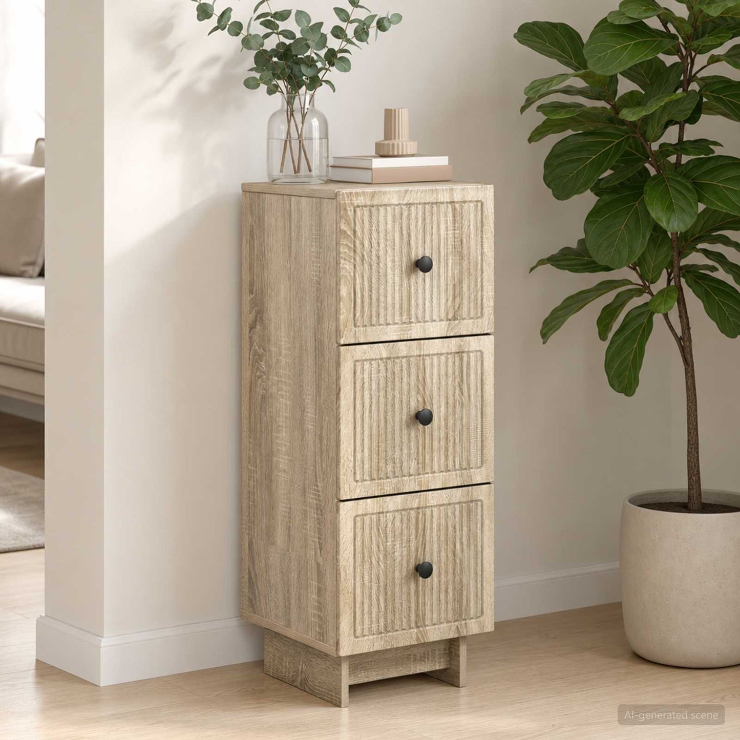 Drawer Cabinet Sonoma Oak 33 x 34.5 x 90 cm Engineered Wood