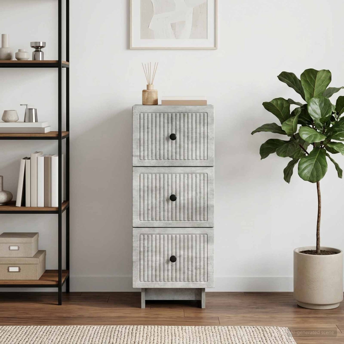 Drawer Cabinet Concrete Grey 33 x 34.5 x 90 cm Engineered Wood