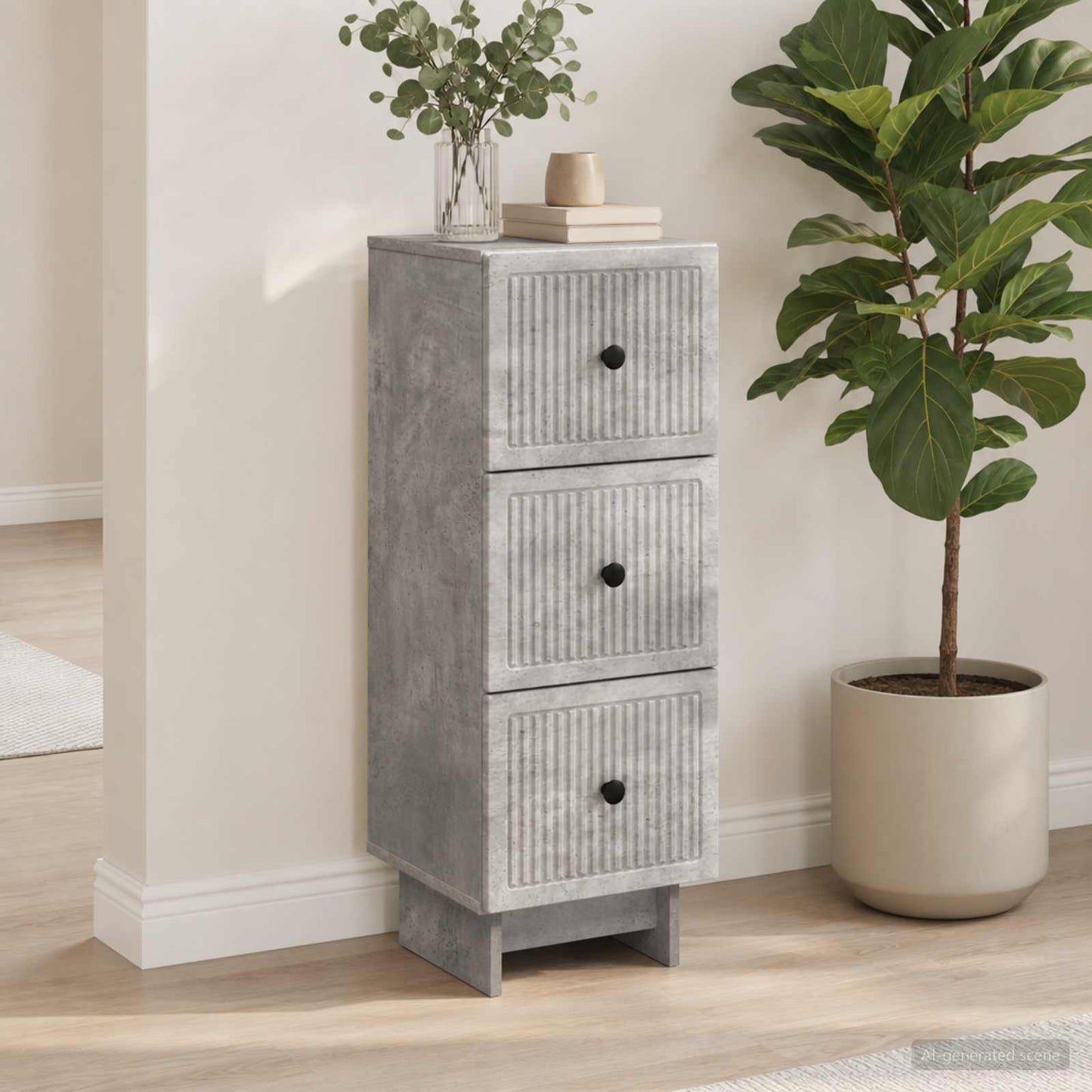 Drawer Cabinet Concrete Grey 33 x 34.5 x 90 cm Engineered Wood