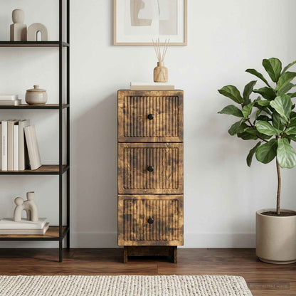 Drawer Cabinet Smoked Oak 33 x 34.5 x 90 cm Engineered Wood