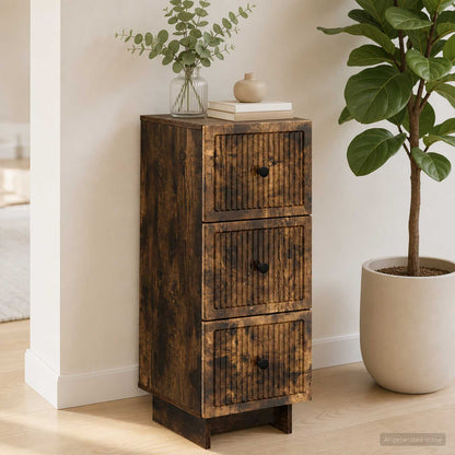 Drawer Cabinet Smoked Oak 33 x 34.5 x 90 cm Engineered Wood