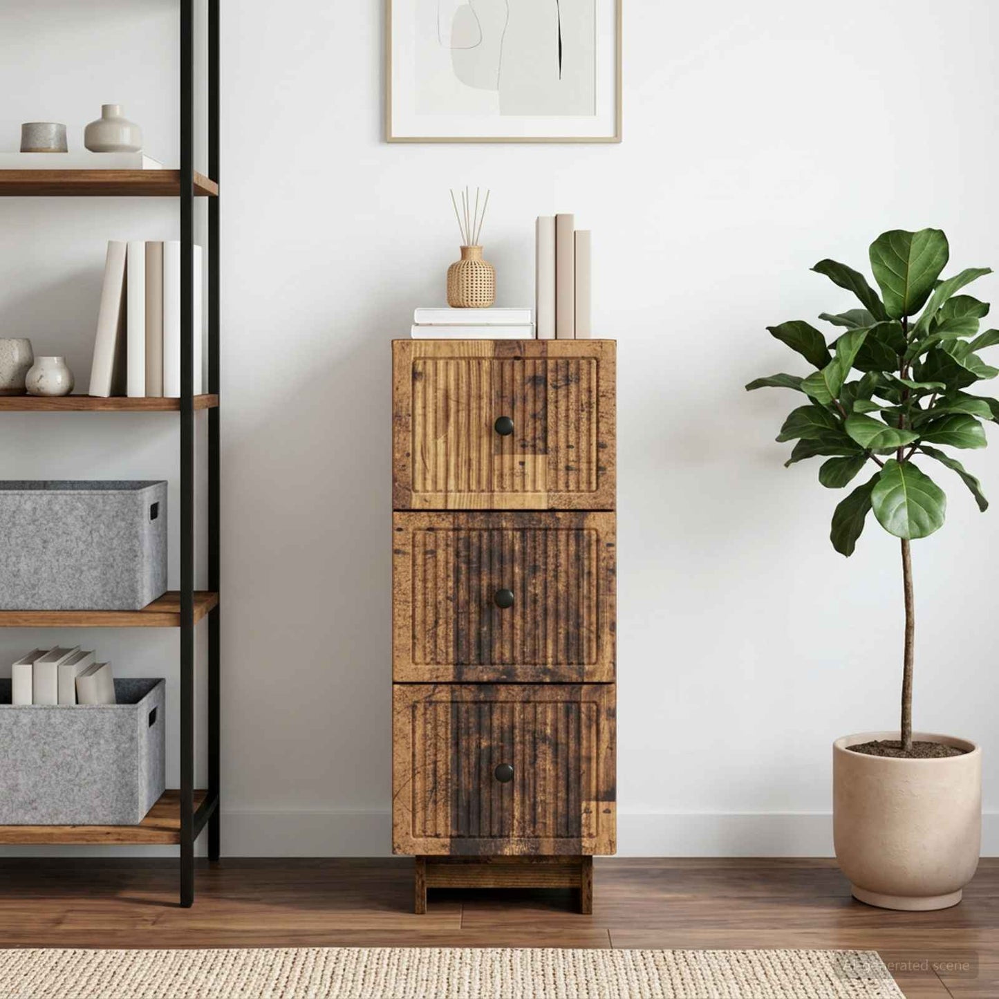 Drawer Cabinet Old Wood 33 x 34.5 x 90 cm Engineered Wood