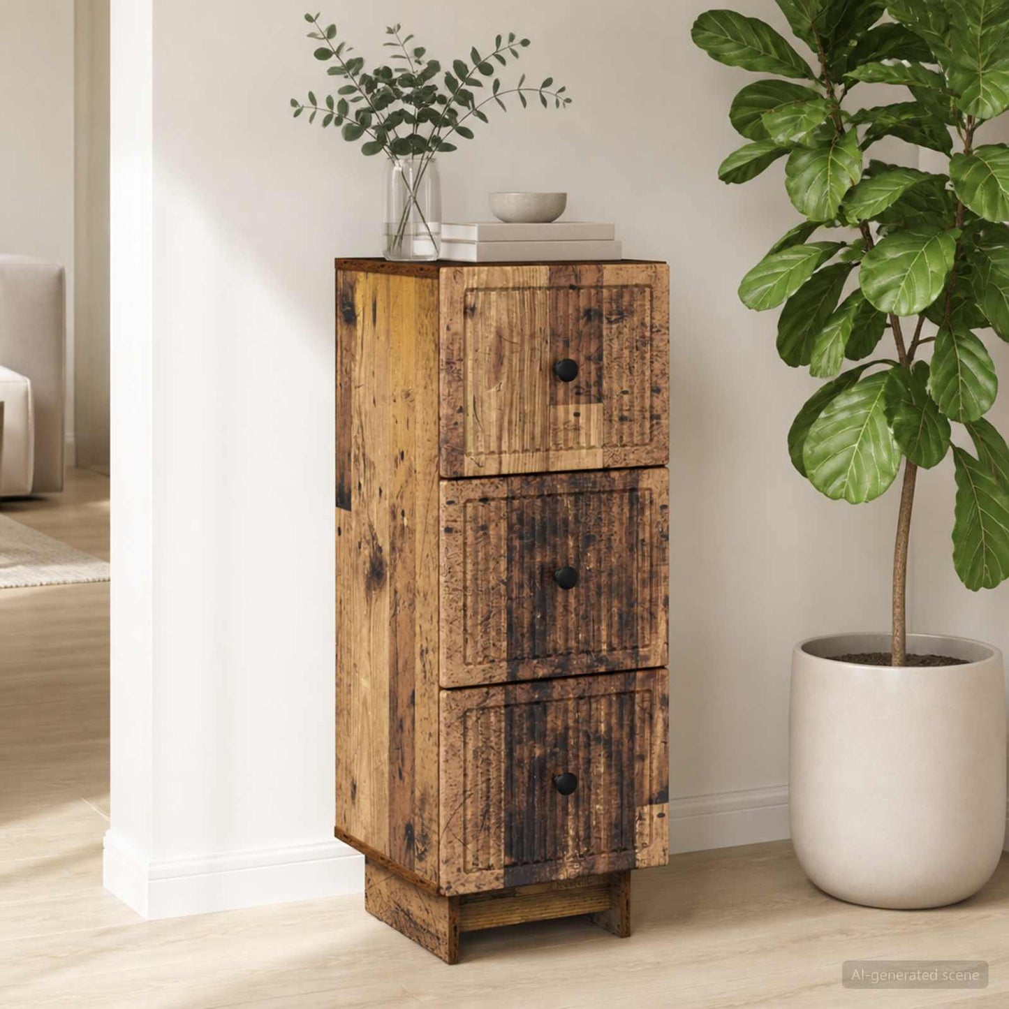 Drawer Cabinet Old Wood 33 x 34.5 x 90 cm Engineered Wood