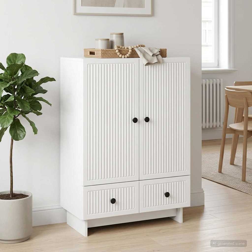 Sideboard High Gloss White 66 x 34.5 x 95 cm Engineered Wood