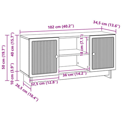 TV Cabinet 102 x 34.5 x 50 cm High Gloss White Engineered Wood