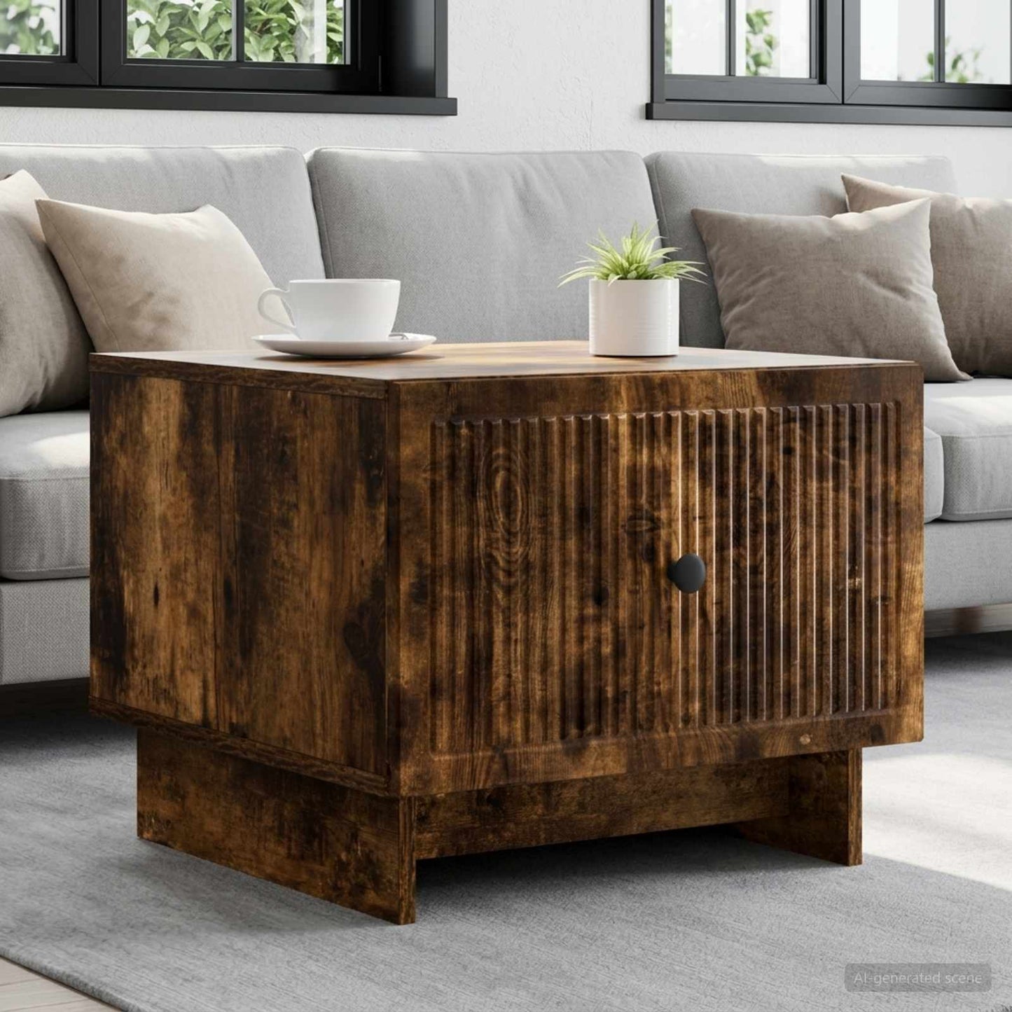 Coffee Table Smoked Oak 49 x 50 x 40 cm Engineered Wood