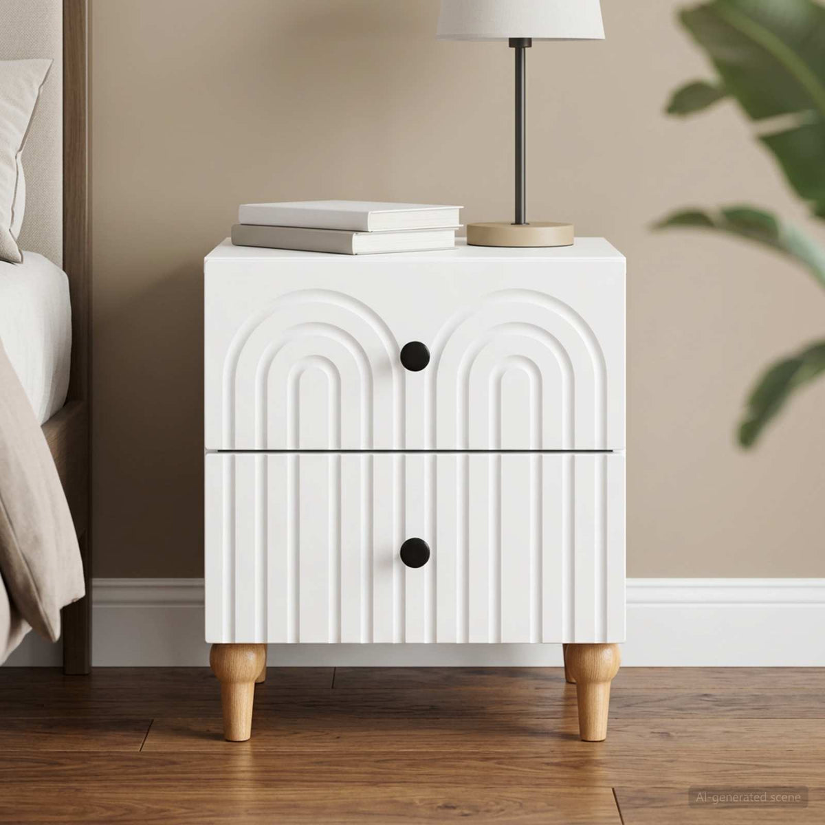 Bedside Cabinet White 43 x 34.5 x 48 cm Engineered Wood