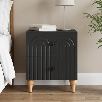 Bedside Cabinet Black 43 x 34.5 x 48 cm Engineered Wood