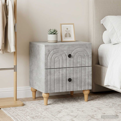 Bedside Cabinet 2 pcs Concrete Grey 43 x 34.5 x 48 cm