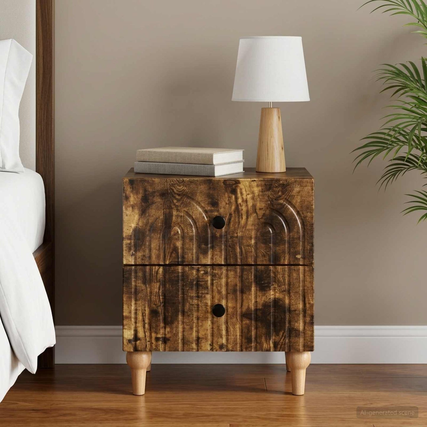 Bedside Cabinet Smoked Oak 43 x 34.5 x 48 cm Engineered Wood