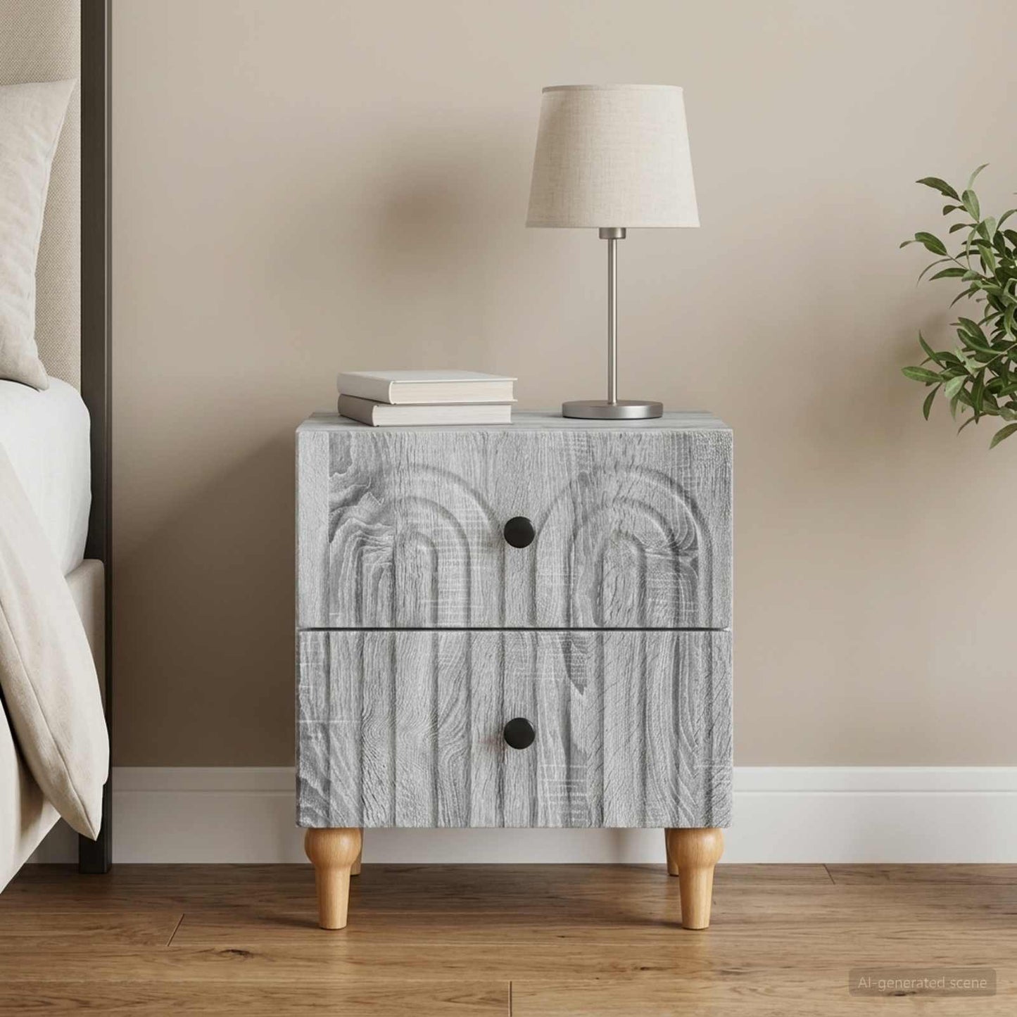 Bedside Cabinet Grey Sonoma 43 x 34.5 x 48 cm Engineered Wood