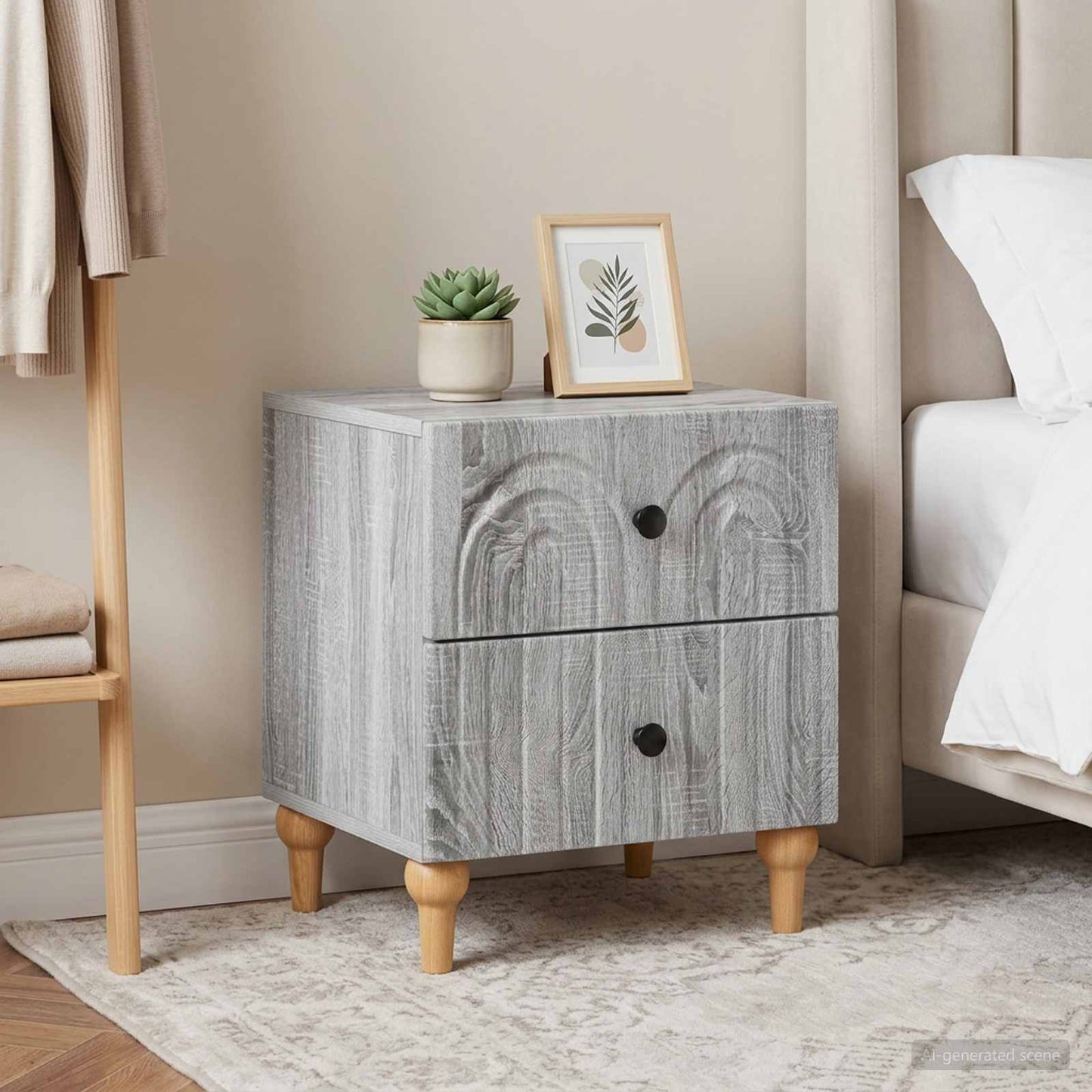 Bedside Cabinet 2 pcs Grey Sonoma 43 x 34.5 x 48 cm