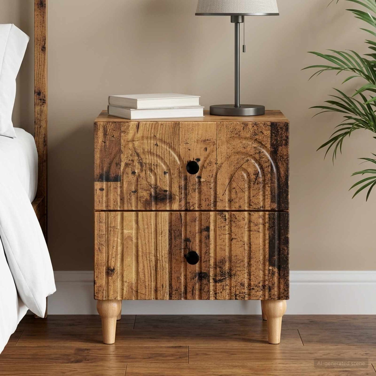 Bedside Cabinet Old Wood 43 x 34.5 x 48 cm Engineered Wood