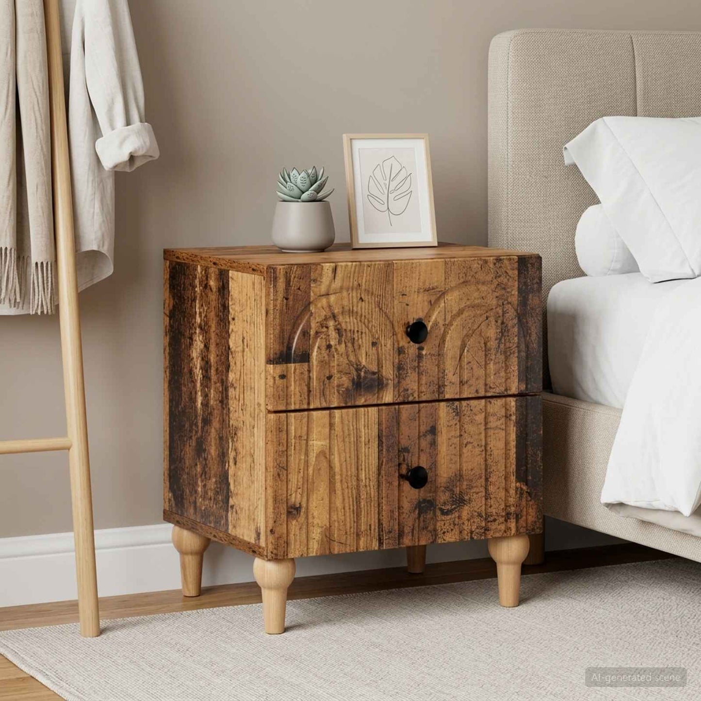 Bedside Cabinet 2 pcs Old Wood 43 x 34.5 x 48 cm