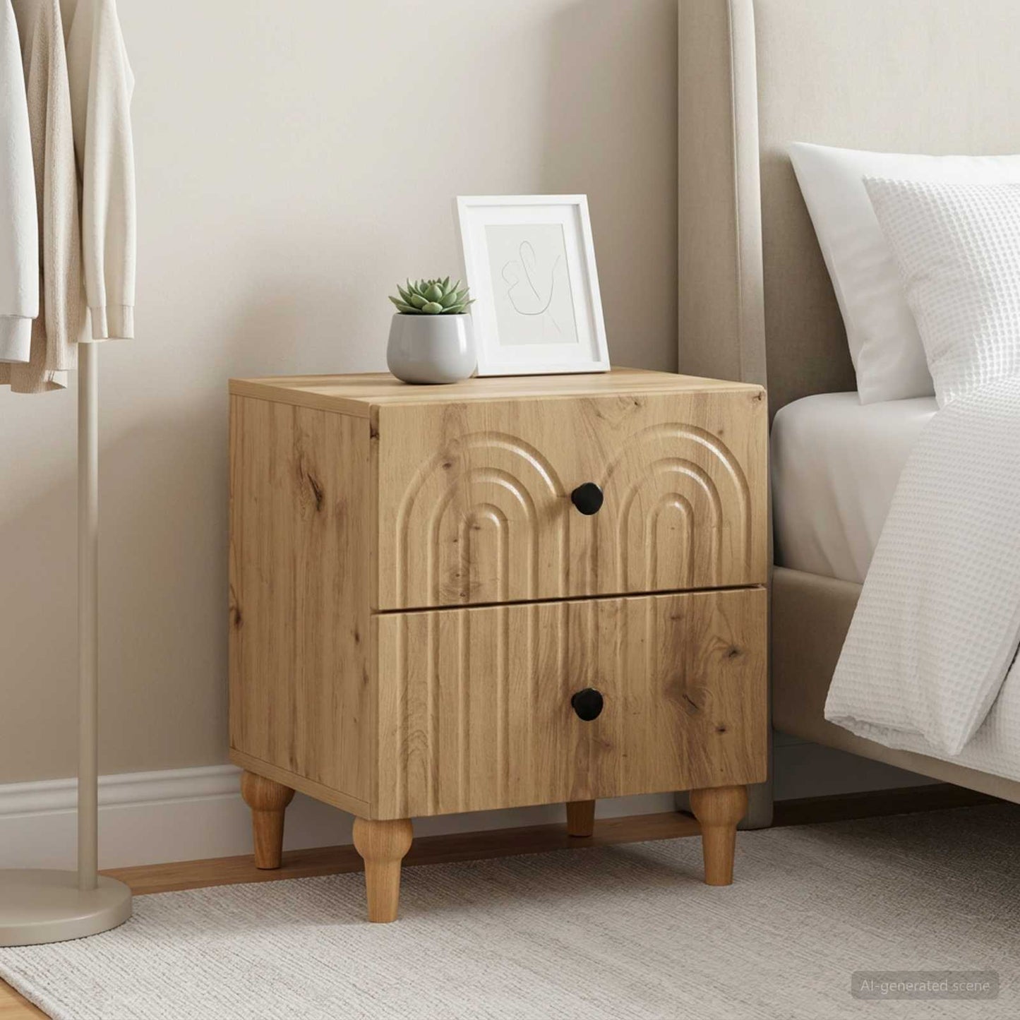 Bedside Cabinet 2 pcs Artisan Oak 43 x 34.5 x 48 cm