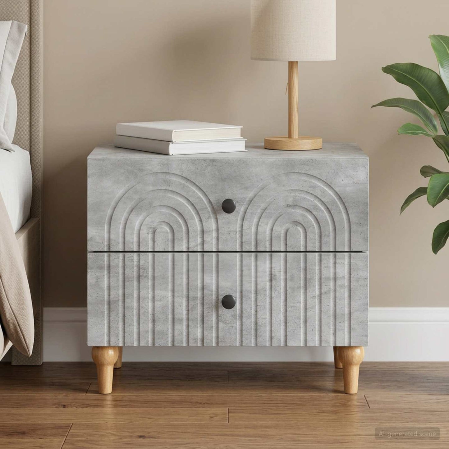 Bedside Cabinet Concrete Grey 62 x 34.5 x 48 cm Engineered Wood