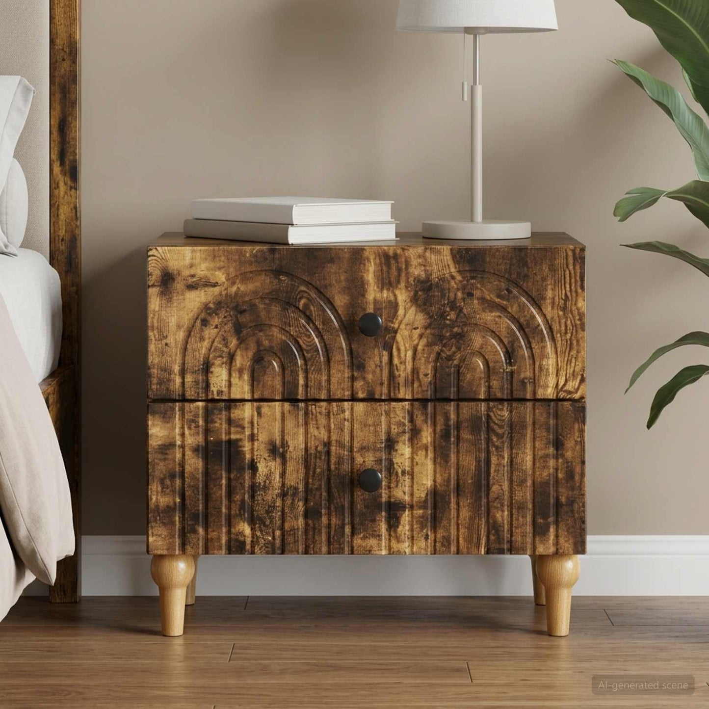 Bedside Cabinet Smoked Oak 62 x 34.5 x 48 cm Engineered Wood