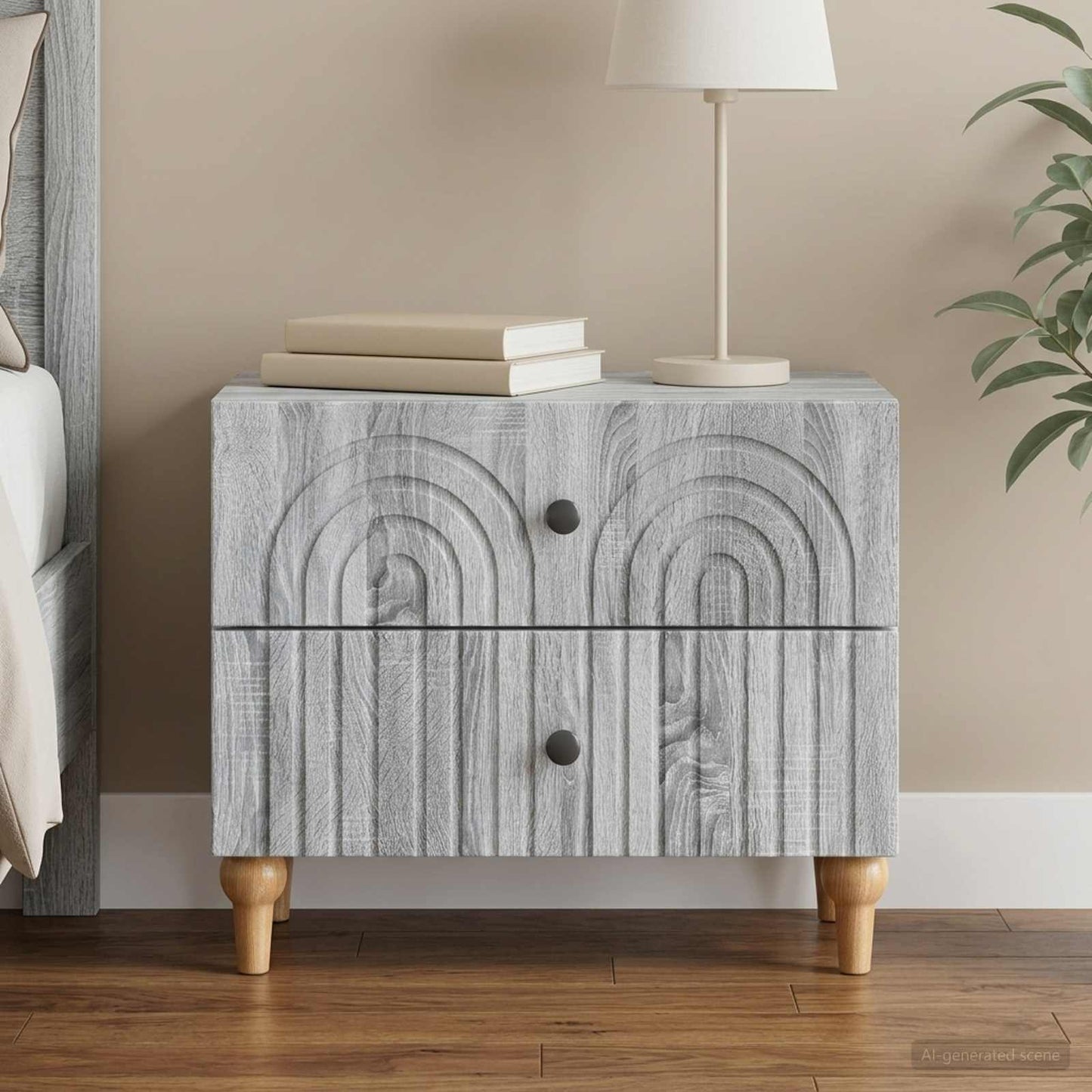 Bedside Cabinet Grey Sonoma 62 x 34.5 x 48 cm Engineered Wood