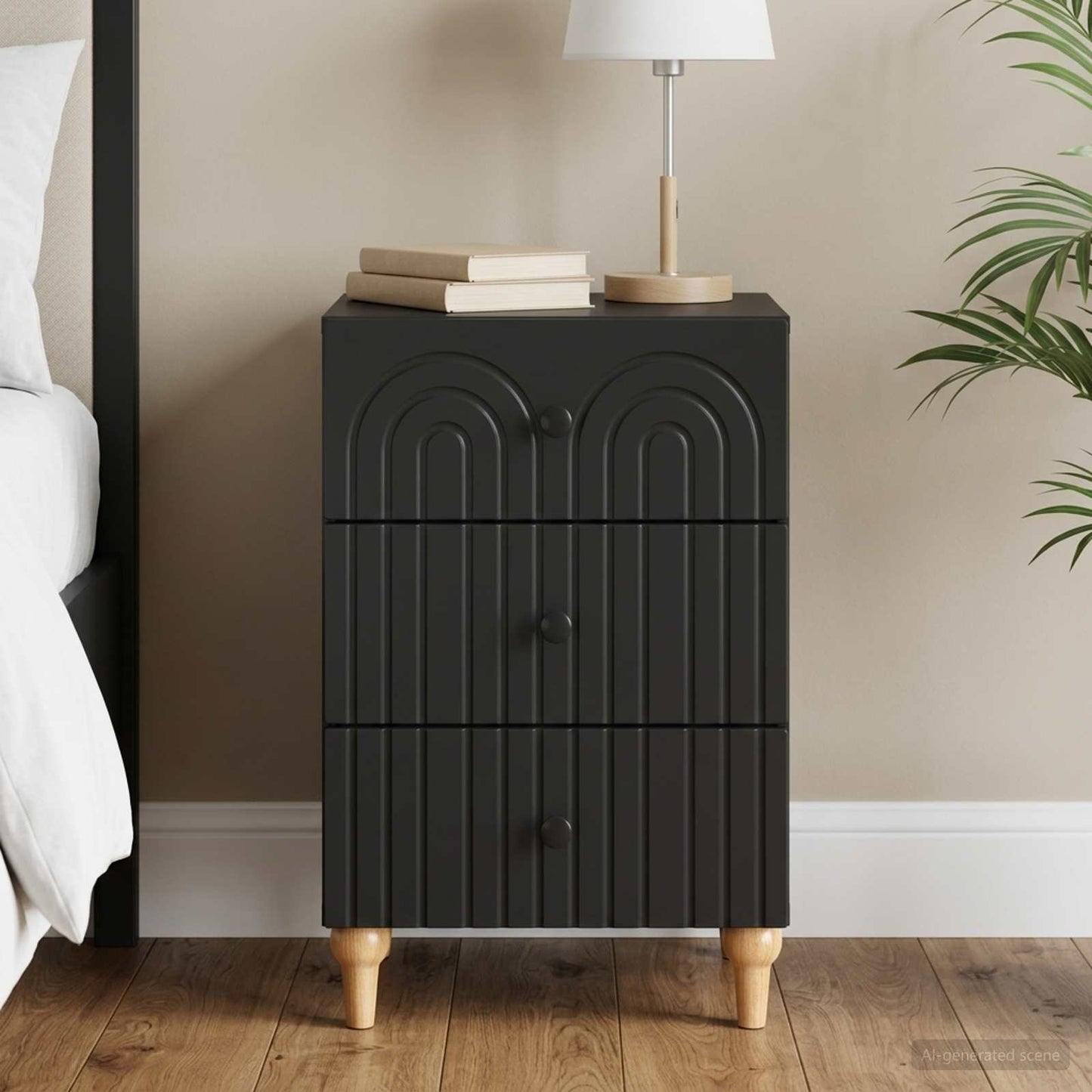 Bedside Cabinet Black 43x 41 x 66.5 cm Engineered Wood