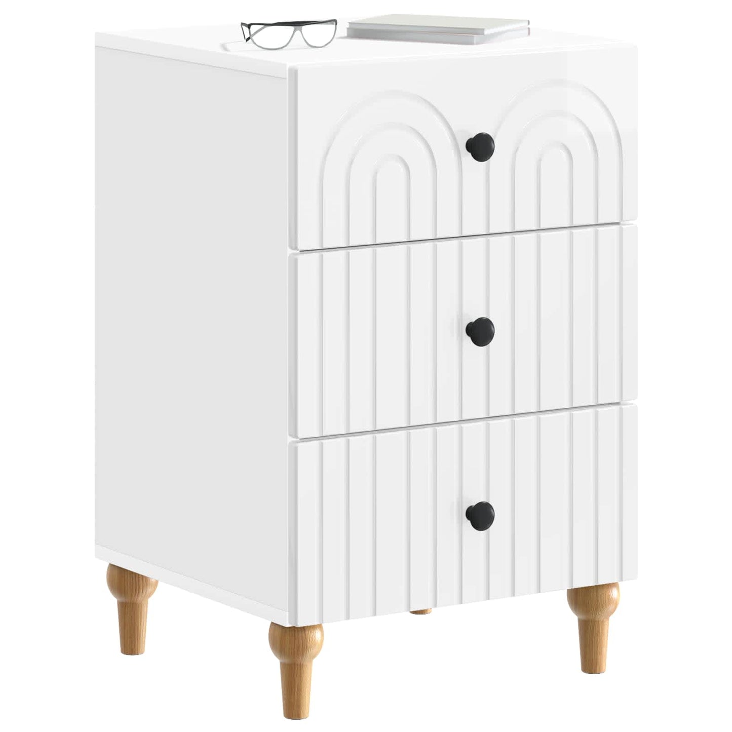 Bedside Cabinet with Drawer High Gloss White 43x 41 x 66.5 cm