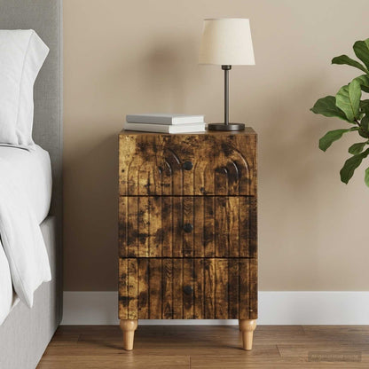 Bedside Cabinet Smoked Oak 43x 41 x 66.5 cm Engineered Wood