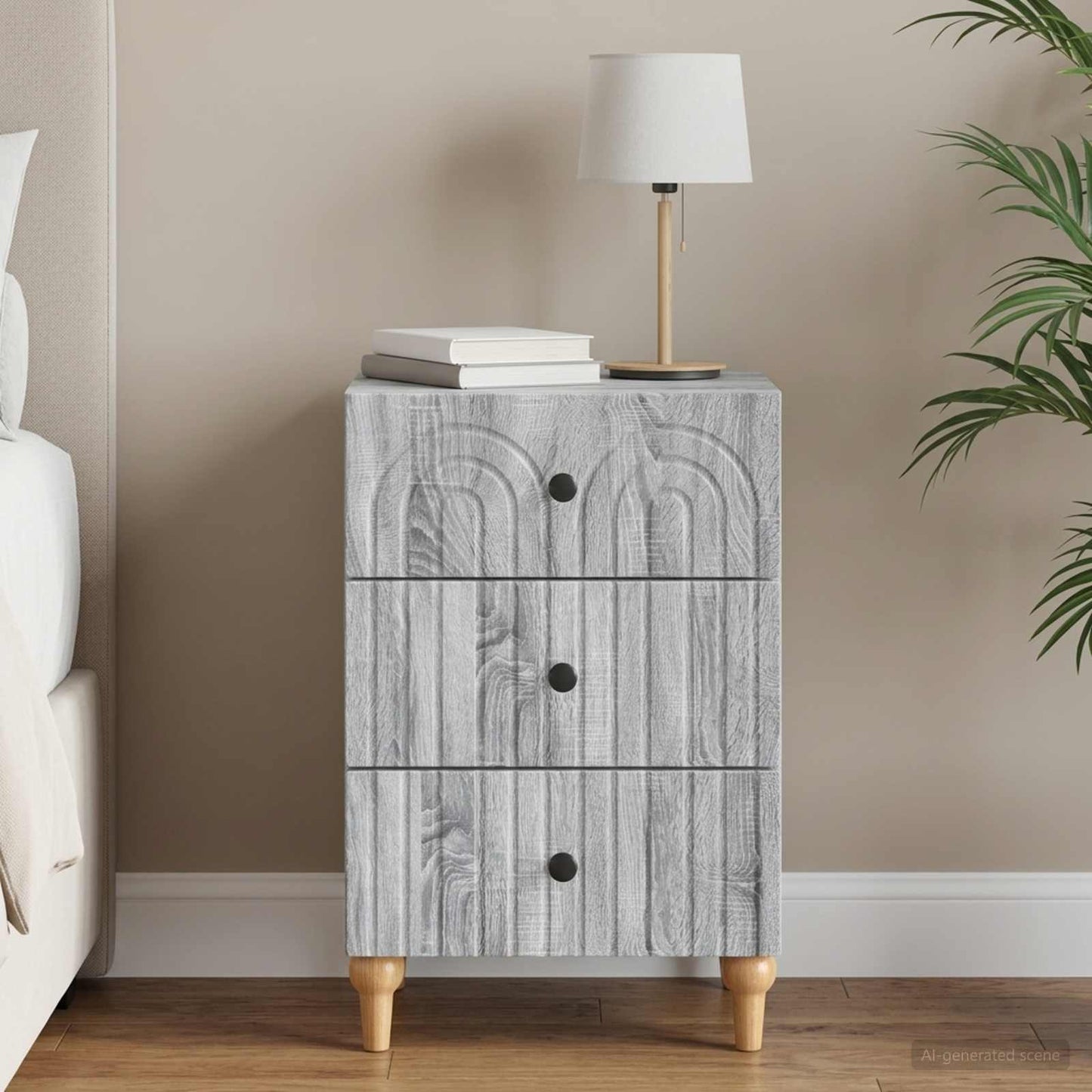 Bedside Cabinet Grey Sonoma 43x 41 x 66.5 cm Engineered Wood