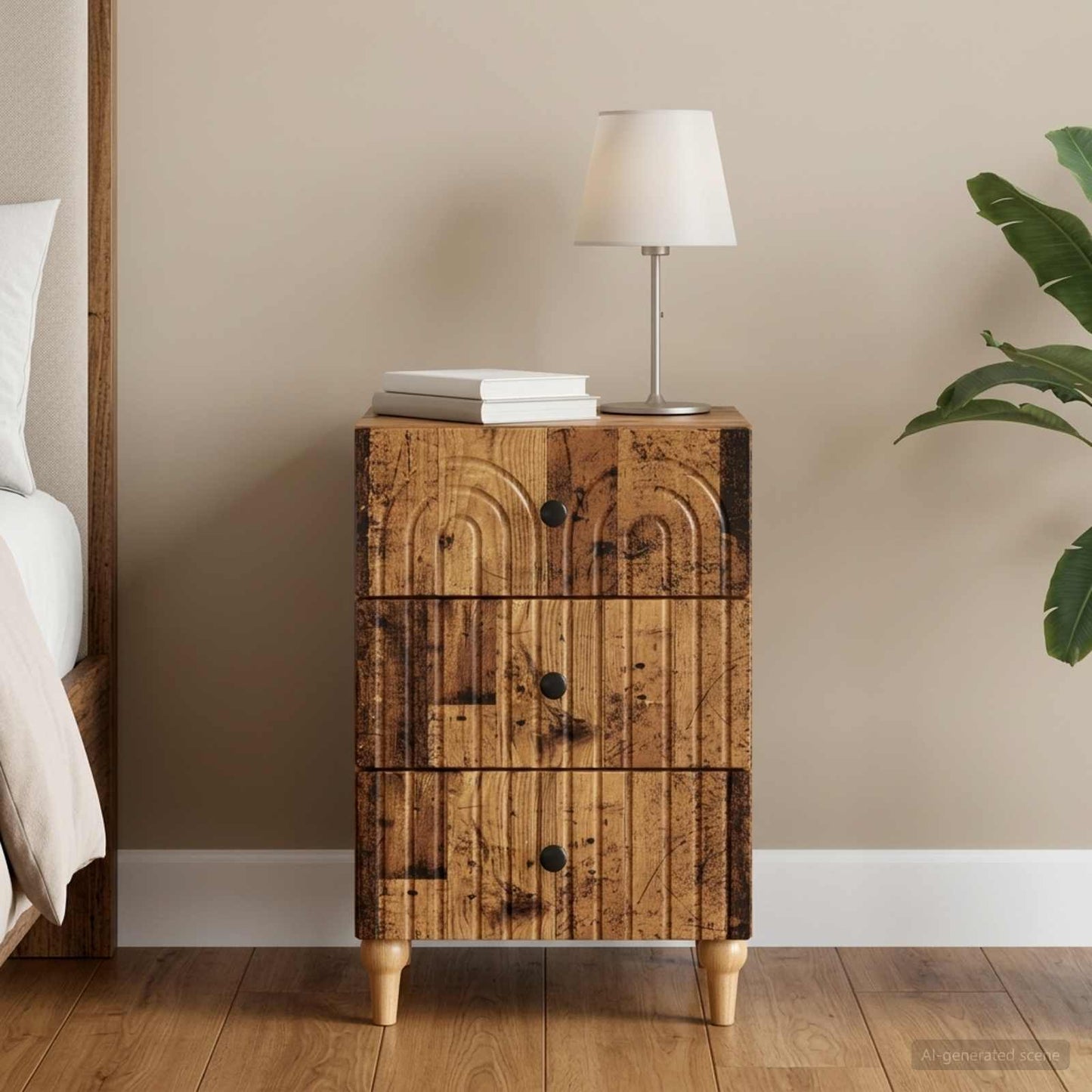 Bedside Cabinet Old Wood 43x 41 x 66.5 cm Engineered Wood