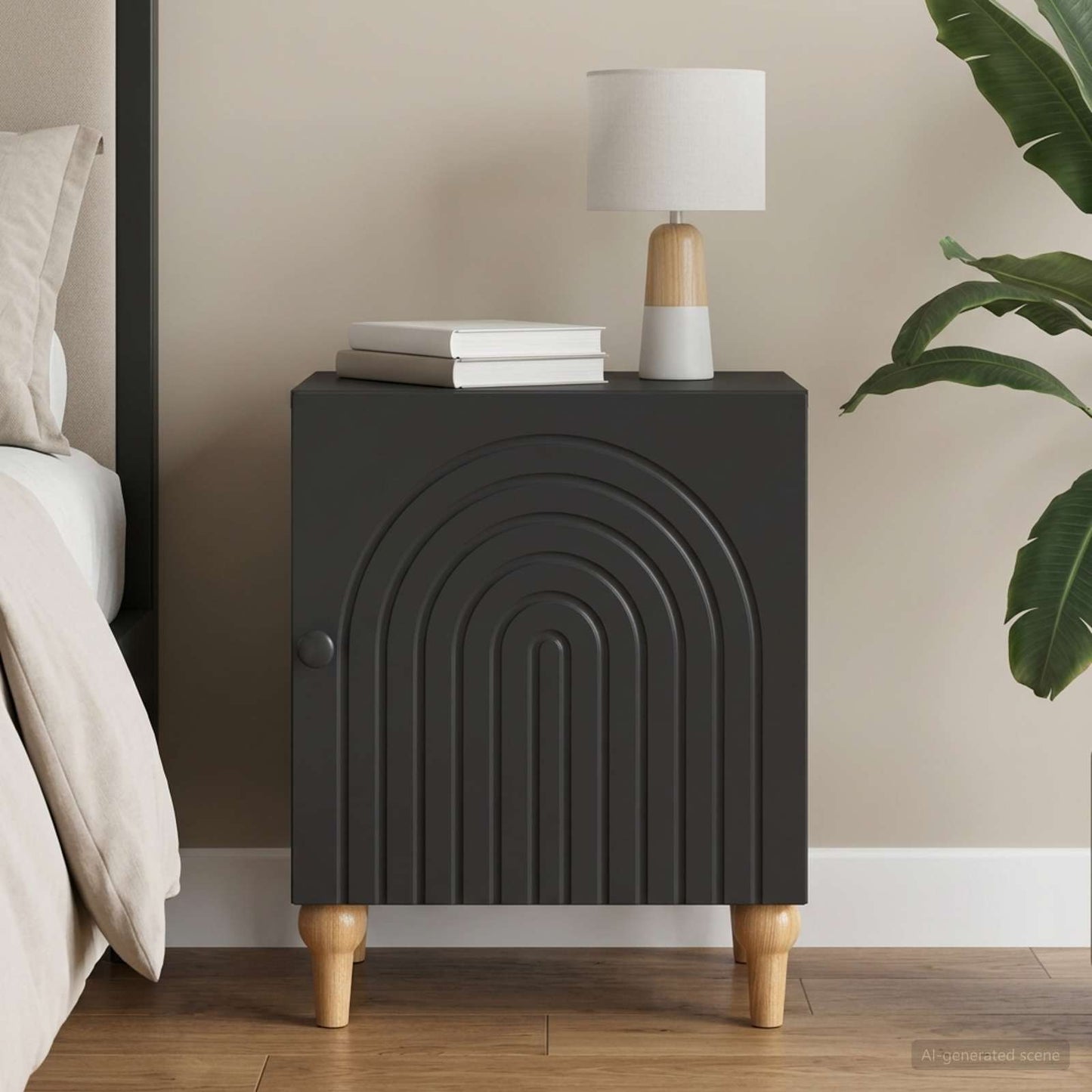 Bedside Cabinet Black 43 x 34.5 x 50 cm Engineered Wood