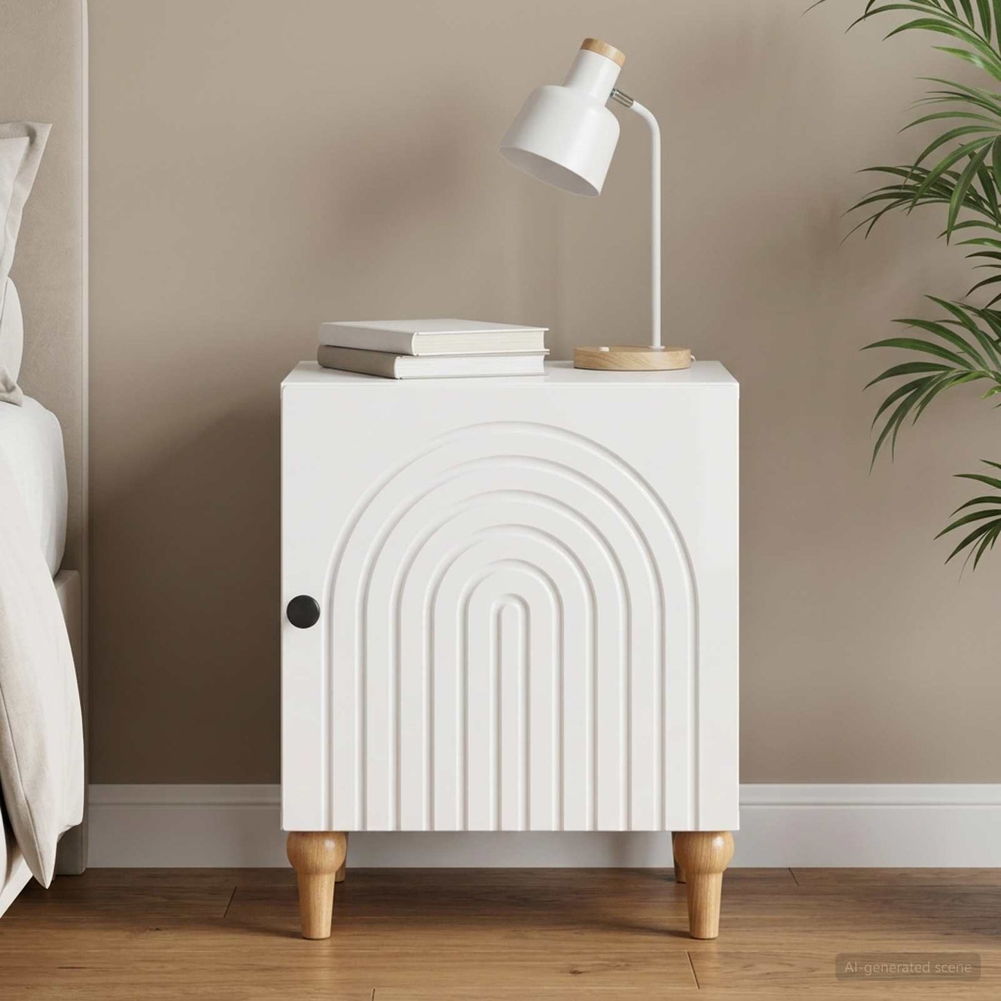 Bedside Cabinet High Gloss White 43 x 34.5 x 50 cm