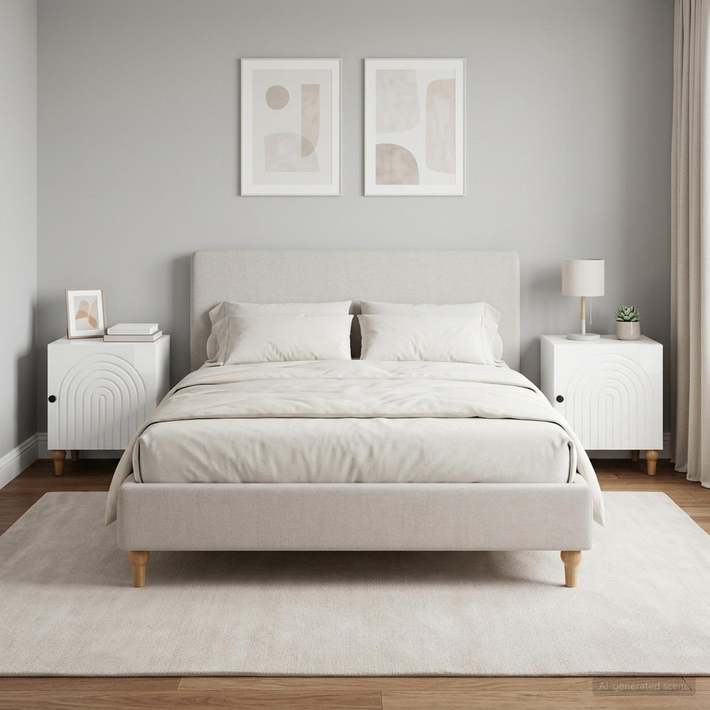 Bedside Cabinet 2 pcs High Gloss White 43 x 34.5 x 50 cm