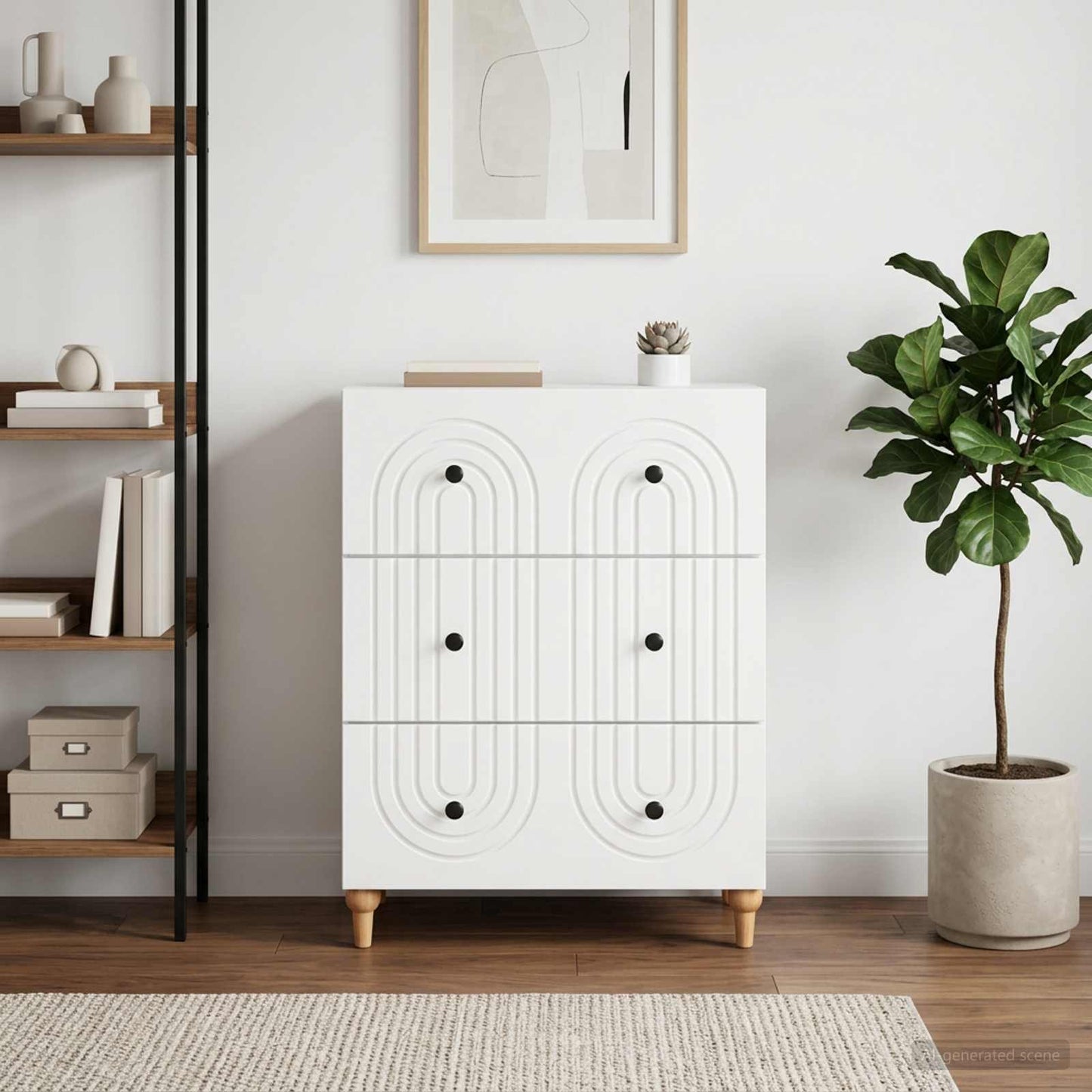 Drawer Cabinet White 66 x 34.5 x 90 cm Engineered Wood