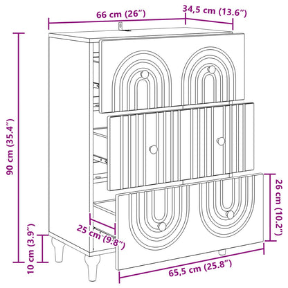 Drawer Cabinet White 66 x 34.5 x 90 cm Engineered Wood