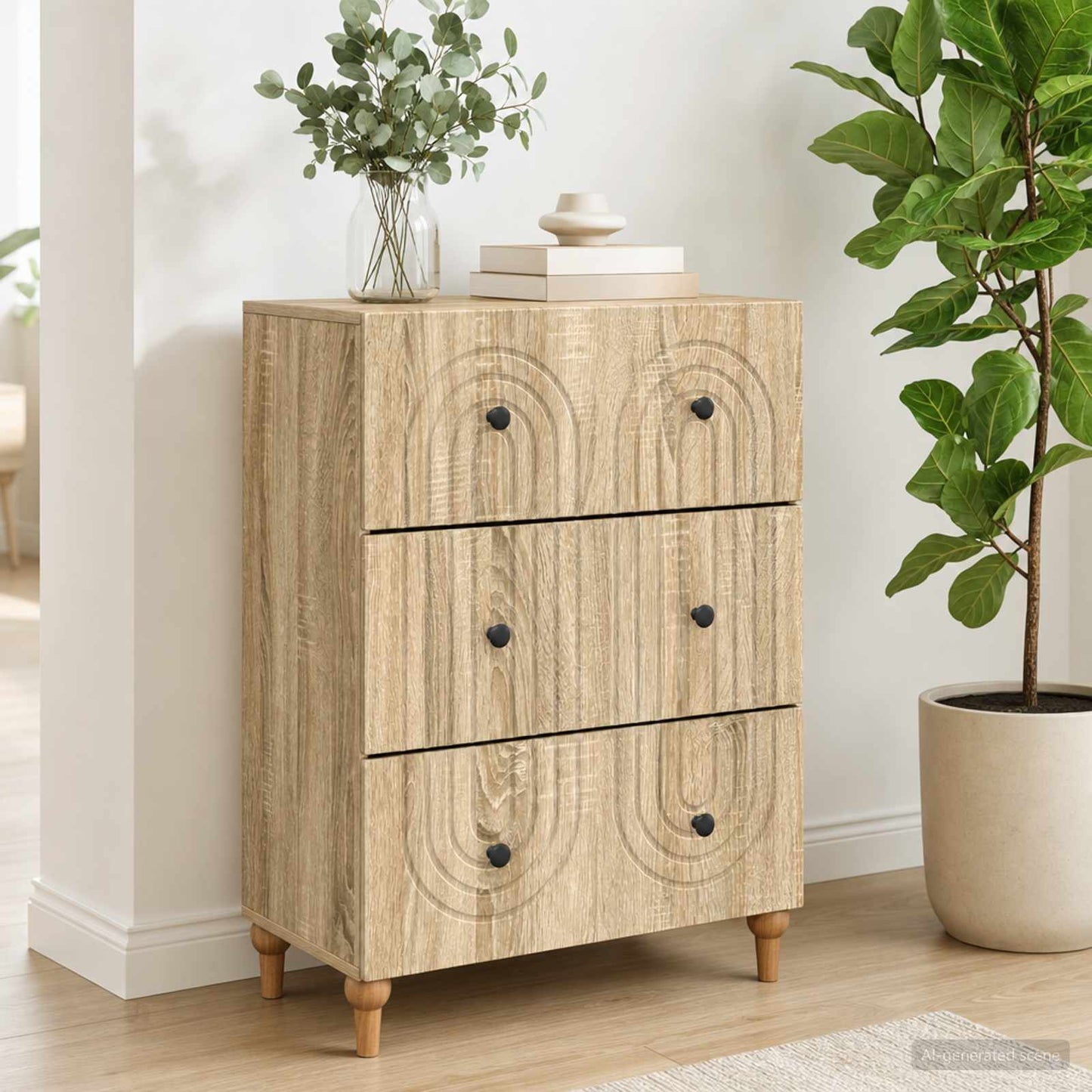Drawer Cabinet Sonoma Oak 66 x 34.5 x 90 cm Engineered Wood