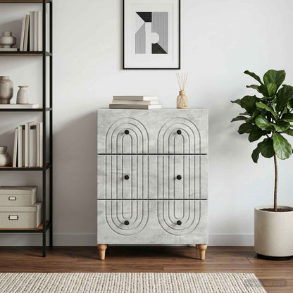 Drawer Cabinet Concrete Grey 66 x 34.5 x 90 cm Engineered Wood