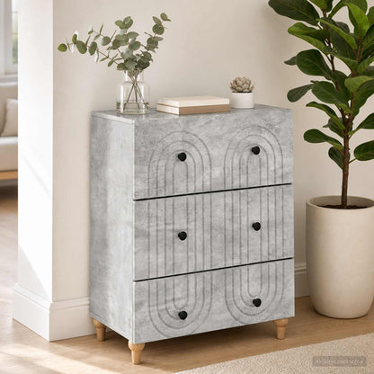 Drawer Cabinet Concrete Grey 66 x 34.5 x 90 cm Engineered Wood