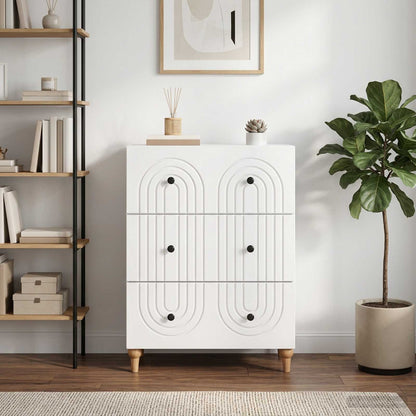 Drawer Cabinet High Gloss White 66 x 34.5 x 90 cm