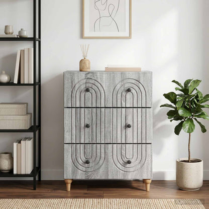 Drawer Cabinet Grey Sonoma 66 x 34.5 x 90 cm Engineered Wood