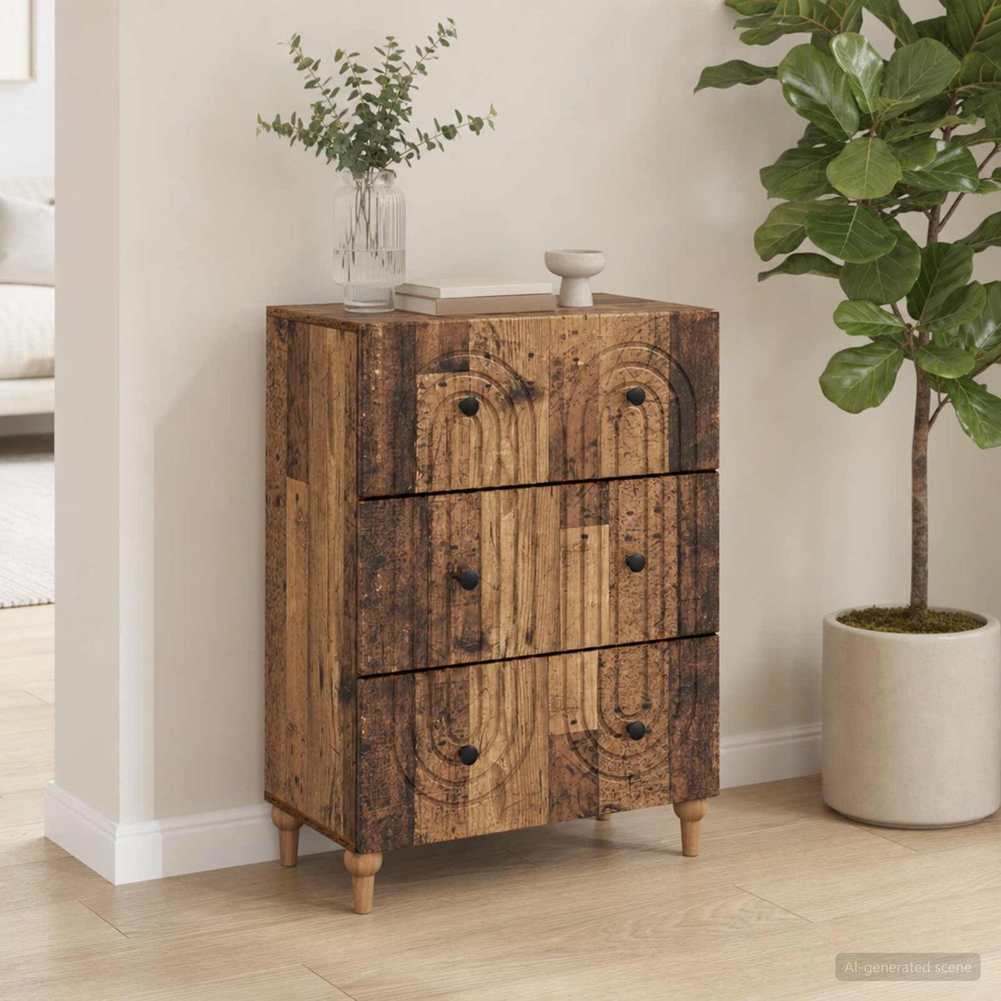 Drawer Cabinet Old Wood 66 x 34.5 x 90 cm Engineered Wood