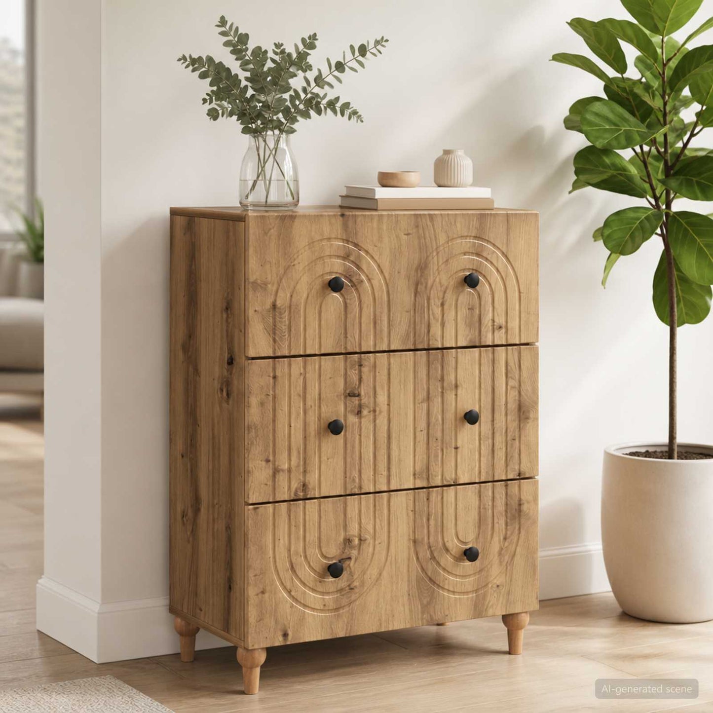 Drawer Cabinet 66 x 34.5 x 90 cm Engineered Wood Artisan Oak