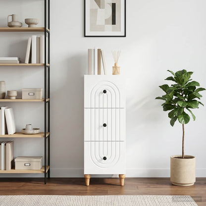 Drawer Cabinet White 33 x 34.5 x 90 cm Engineered Wood