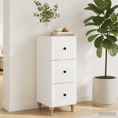 Drawer Cabinet White 33 x 34.5 x 90 cm Engineered Wood