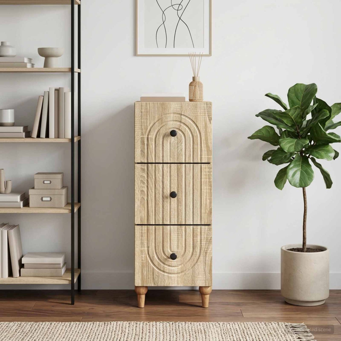 Drawer Cabinet 33 x 34.5 x 90 cm Engineered Wood Sonoma Oak
