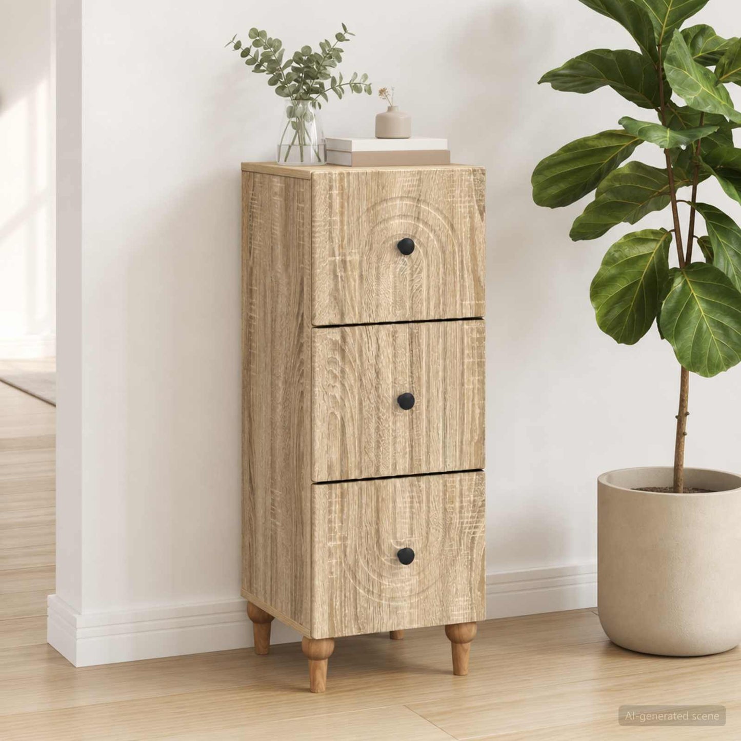 Drawer Cabinet 33 x 34.5 x 90 cm Engineered Wood Sonoma Oak
