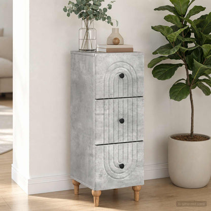 Drawer Cabinet 33 x 34.5 x 90 cm Engineered Wood Concrete Grey